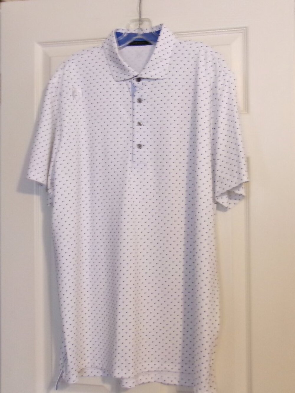 GREYSON ICON POLO Golf Shirt  White W/Blue Wolf Heads Size XL